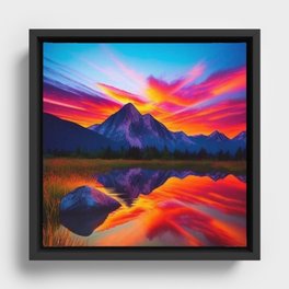 Rainbow Nature Landscape Mountains Framed Canvas