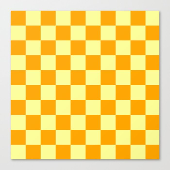 Orange and Pastel Yellow Checkerboard  Canvas Print