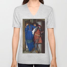 Hellelil and Hildebrand, the Meeting on the Turret Stairs, 1864 by Frederic William Burton V Neck T Shirt