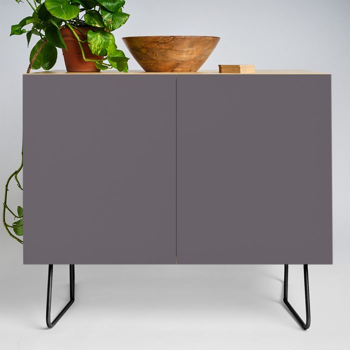 Dark Gray Solid Color - Patternless Pairs Pantone 2022 Popular Shade Volcanic Glass 18-3908 Credenza