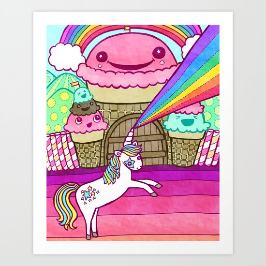 Unicorn and Ice Cream Kingdom Art Print