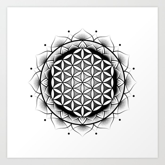 Flower of life Sacred Geometry Art Print by Trisha x Tattoo