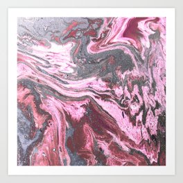 Pink Burgundy Slate Ink Swirl Art Print