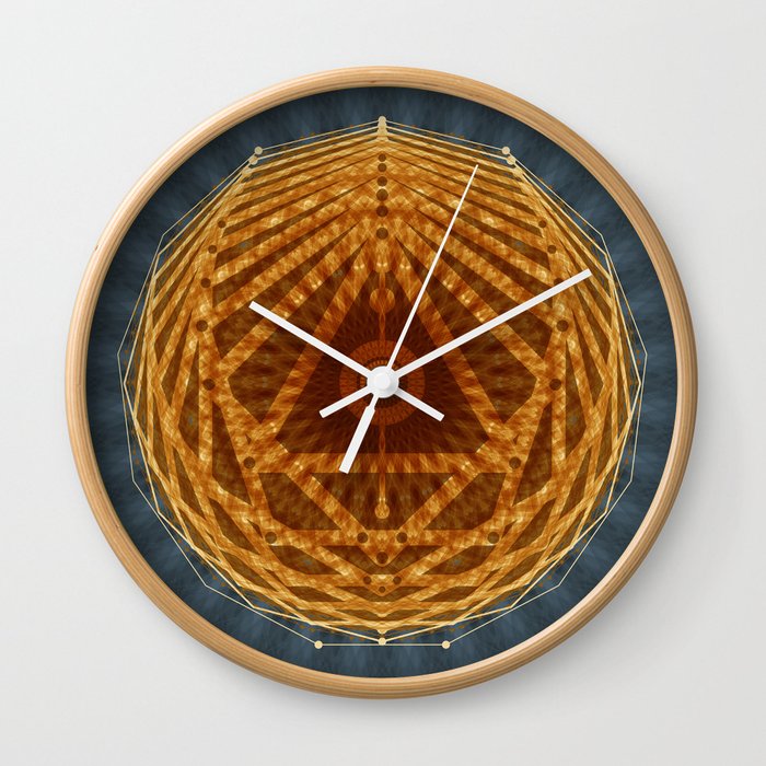 Mandala of Radiant Abundance (grey-gold) Wall Clock