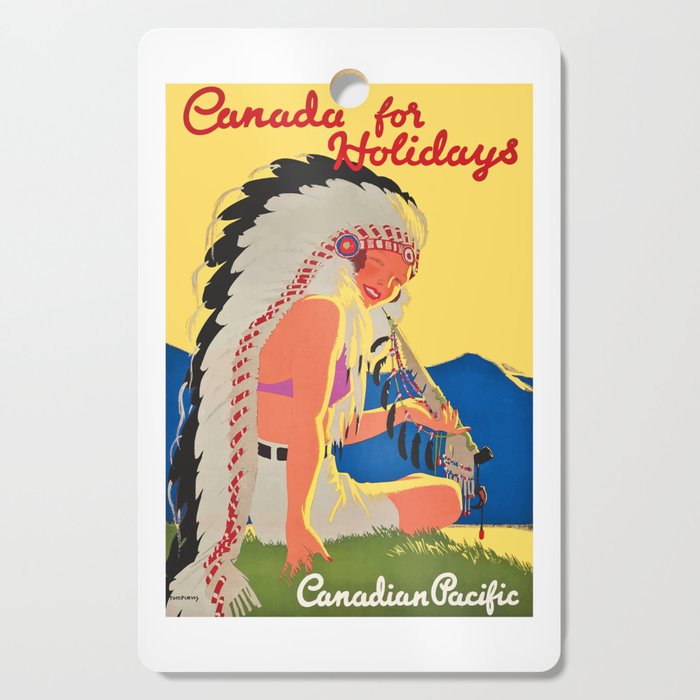 1938 Canadian Pacific Train Travel Poster Cutting Board