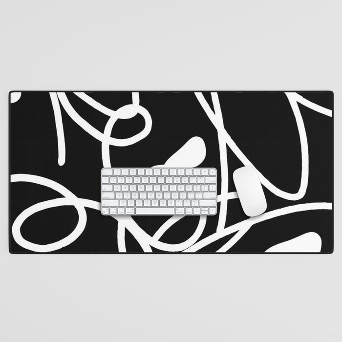 Modern black and white print Desk Mat