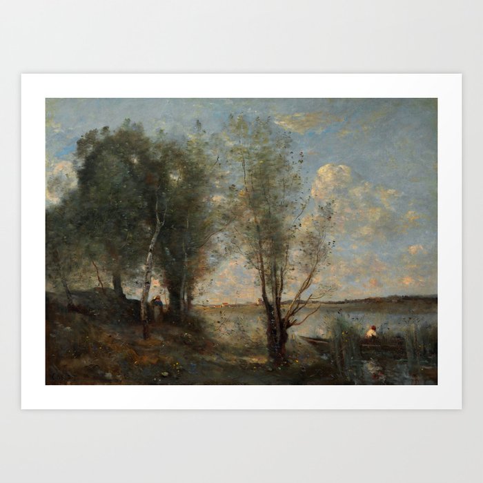Jean-Baptiste-Camille Corot "Boatman among the Reeds" Art Print