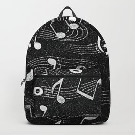 Musical Notes black and white textile photograph Backpack
