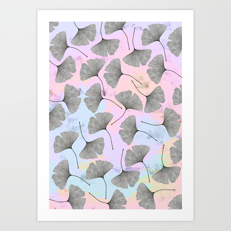 Biloba On Pastel Pink And Baby Blue Watercolor Background Art Print By Szilvi Society6 Grunge blue,pink,yellow wavy abstract wallpaper design mod. biloba on pastel pink and baby blue watercolor background art print by szilvi