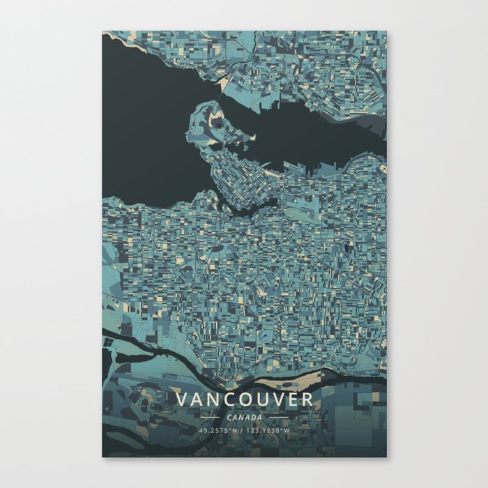 Vancouver, Canada - Cream Blue Canvas Print
