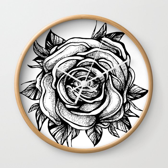 Black Rose flower With the eye Wall Clock