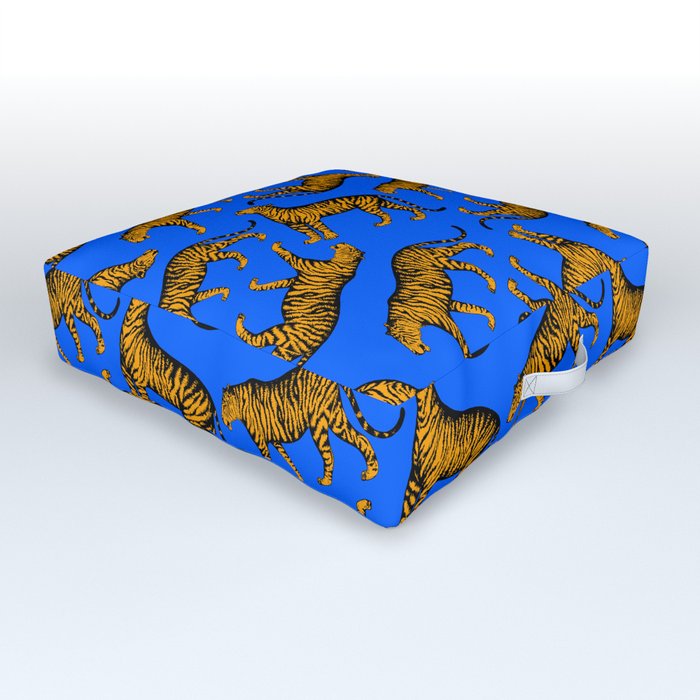 Tigers (Cobalt and Marigold) Outdoor Floor Cushion