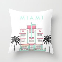 Miami Art Deco Vibes Throw Pillow