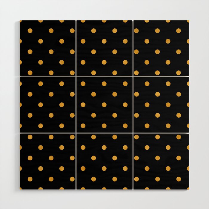 Gold And Black Dots Collection Wood Wall Art