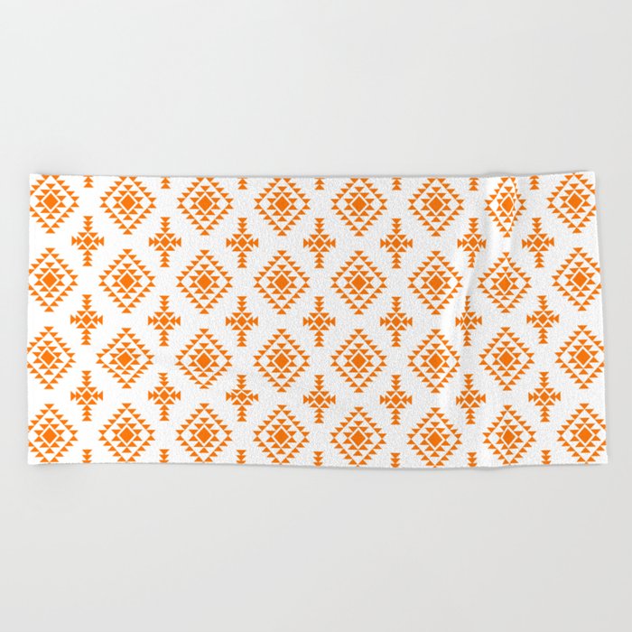 Orange Native American Tribal Pattern Beach Towel