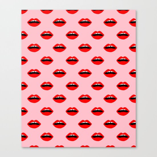 Lips valentines day cute gift for love makeup lipstick mouth pattern Canvas Print