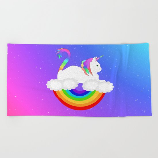 Unicorn Cat Beach Towel