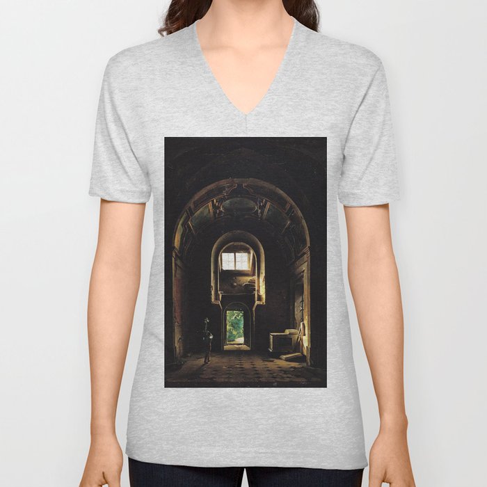 Interior of the Chapel of Saint-Philippe in the Eglise des Feuillants - Daguerre Louis Jacques Mandé  V Neck T Shirt