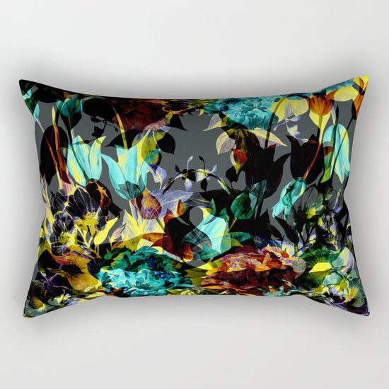 Seamless Abstract Flowers Pattern Rectangular Pillow