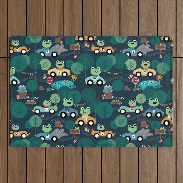 Froggy To The Finish Line Outdoor Rug