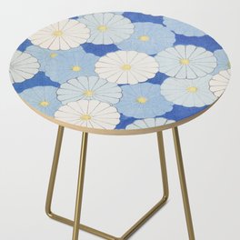 Blue White Blossom Vintage Japanese Floral Print Side Table