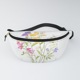 yellow pink white and  purple windflowers 2020 Fanny Pack