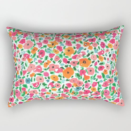 Watercolor Floral Rectangular Pillow