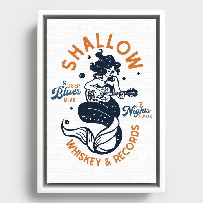 Shallow Whiskey & Records: A Deep Blues Dive Framed Canvas