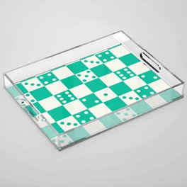 Checkered Dice Pattern (Creamy Milk & Fresh Mint Green Color Palette) Acrylic Tray