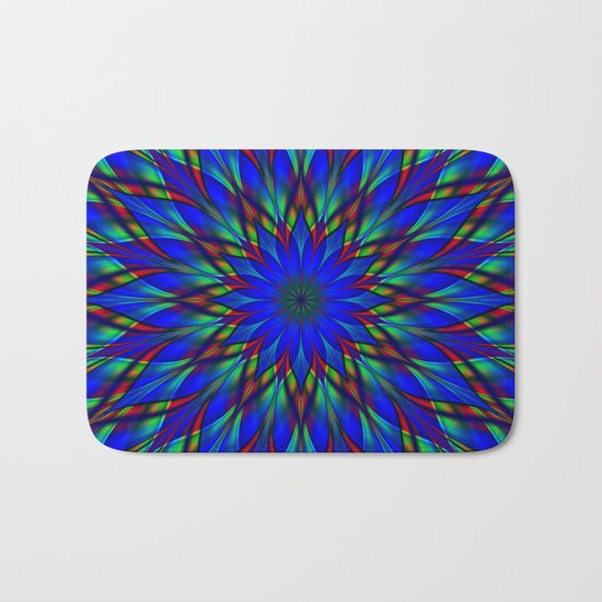 Stained glass flower mandala Bath Mat