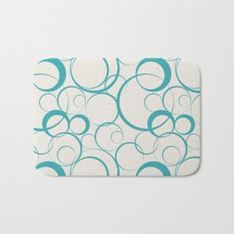 Aqua Teal Turquoise Solid Color Funky Rings Pattern on Alabaster White - Aquarium SW 6767 Bath Mat