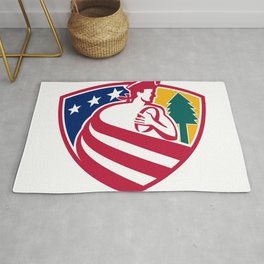 American Patriot Rugby Shield Rug | Rugbyunion, Mascot, Starsandstripes, Sport, Minuteman, Tree, America, Patriot, Rugby, Player 