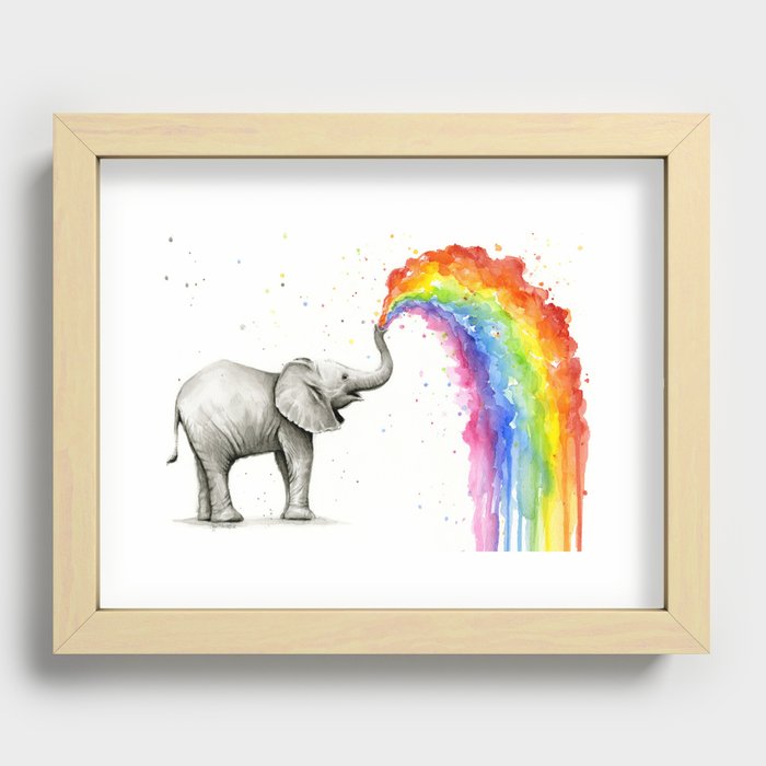 Rainbow Baby Elephant Recessed Framed Print