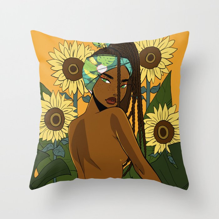 Sunflower Goddess Throw Pillow