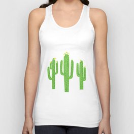Saguaro Cactus Pattern on Chartreuse Green Unisex Tank Top