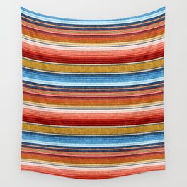 serape southwest stripe - red, blue, gold Wall Tapestry