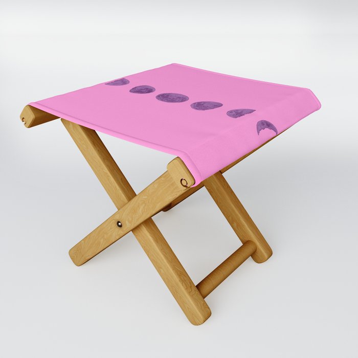 moon phases pink Folding Stool