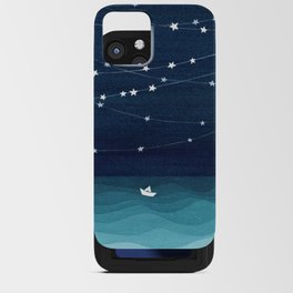 Garlands of stars, watercolor teal ocean iPhone Card Case
