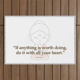 Buddha with motivational quote Outdoor Rug