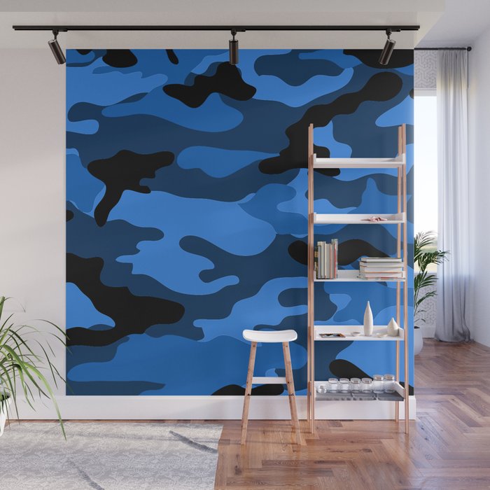 Blue Camouflage Wall Mural By Vaishak Society6 - Camo Painted Walls Blue Camouflage Wall Mural By Vaishak Society6 - Camo Painted Walls