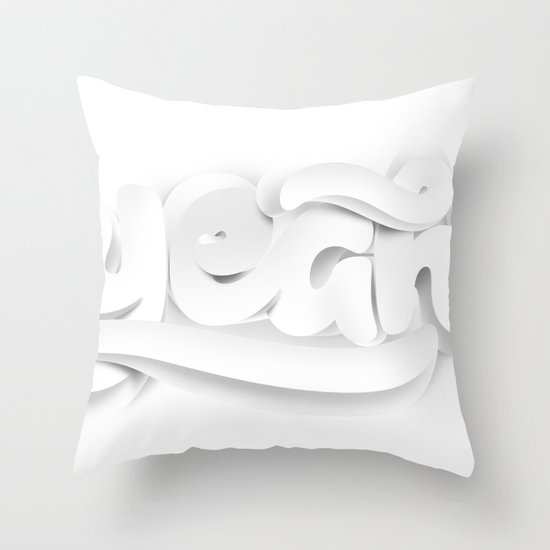 Yeah! — White lettering Throw Pillow
