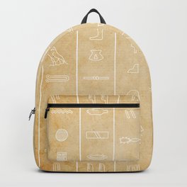 White Ancient Egyptian Hieroglyphic Alphabet on Papyrus  Backpack
