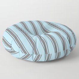 [ Thumbnail: Light Blue & Dim Grey Colored Stripes/Lines Pattern Floor Pillow ]