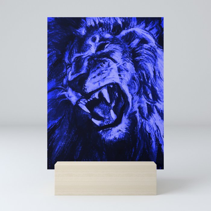 Panthera Leo Carboneum - Blue Mini Art Print