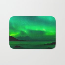 Norway Photography - Green Northern Lights Over The Sea Bath Mat | Nature, Beautiful, Northernlights, Hiking, Norge, Photo, Naturephotography, Roadtrip, Travel, Sky 