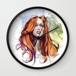 Karole  Wall Clock | Painting, Digital, People, Illustration 