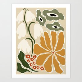 Classic Mid-Century florals Art Print