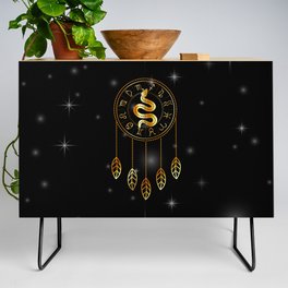 Dreamcatcher Zodiac symbols astrology horoscope signs with mystic snake in gold Credenza