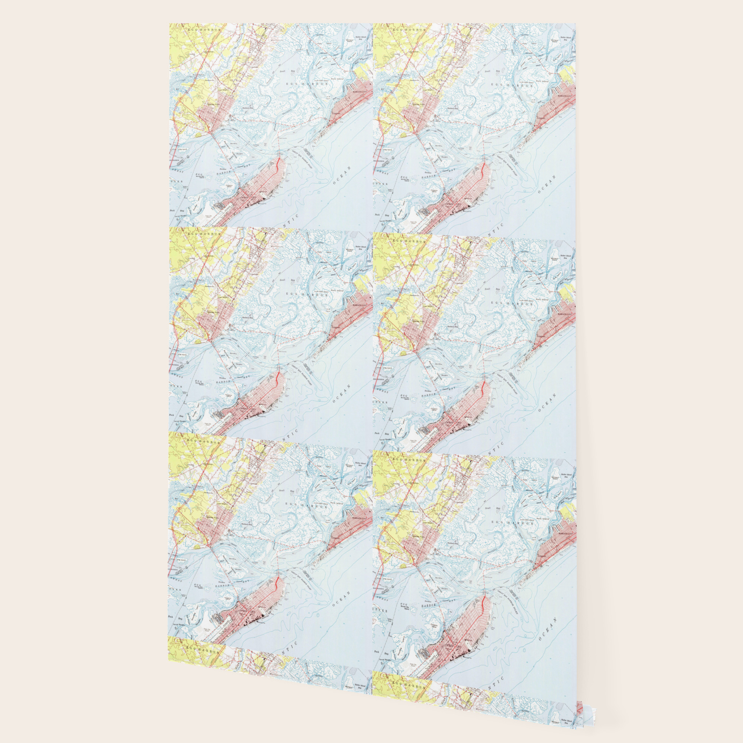 Vintage Map Of Ocean City Nj 1952 Wallpaper By Bravuramedia
