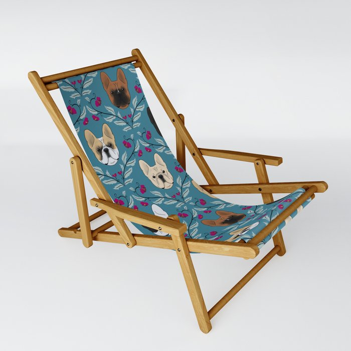 Pardon My Frenchie (Teal) Sling Chair